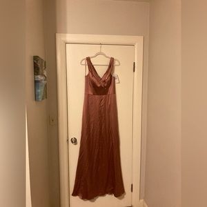 Revelry Satin Bardot Size 10 Dessert Rose Bridesmaid Dress